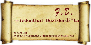Friedenthal Dezideráta névjegykártya